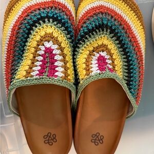 The Sak Bolinas Clog in Rainbow Crochet